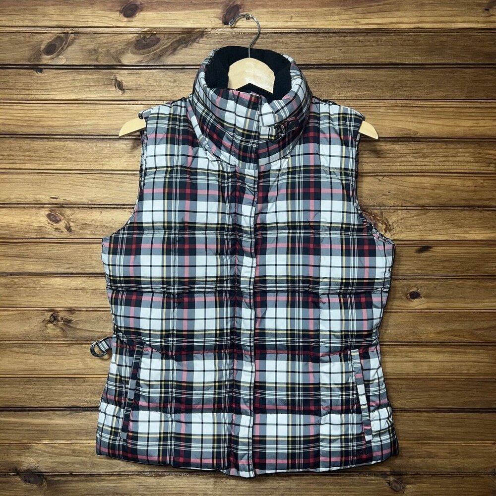Eddie Bauer Womens Goose Down Puffer Vest Medium 700 Fill Power Plaid Gorpcore